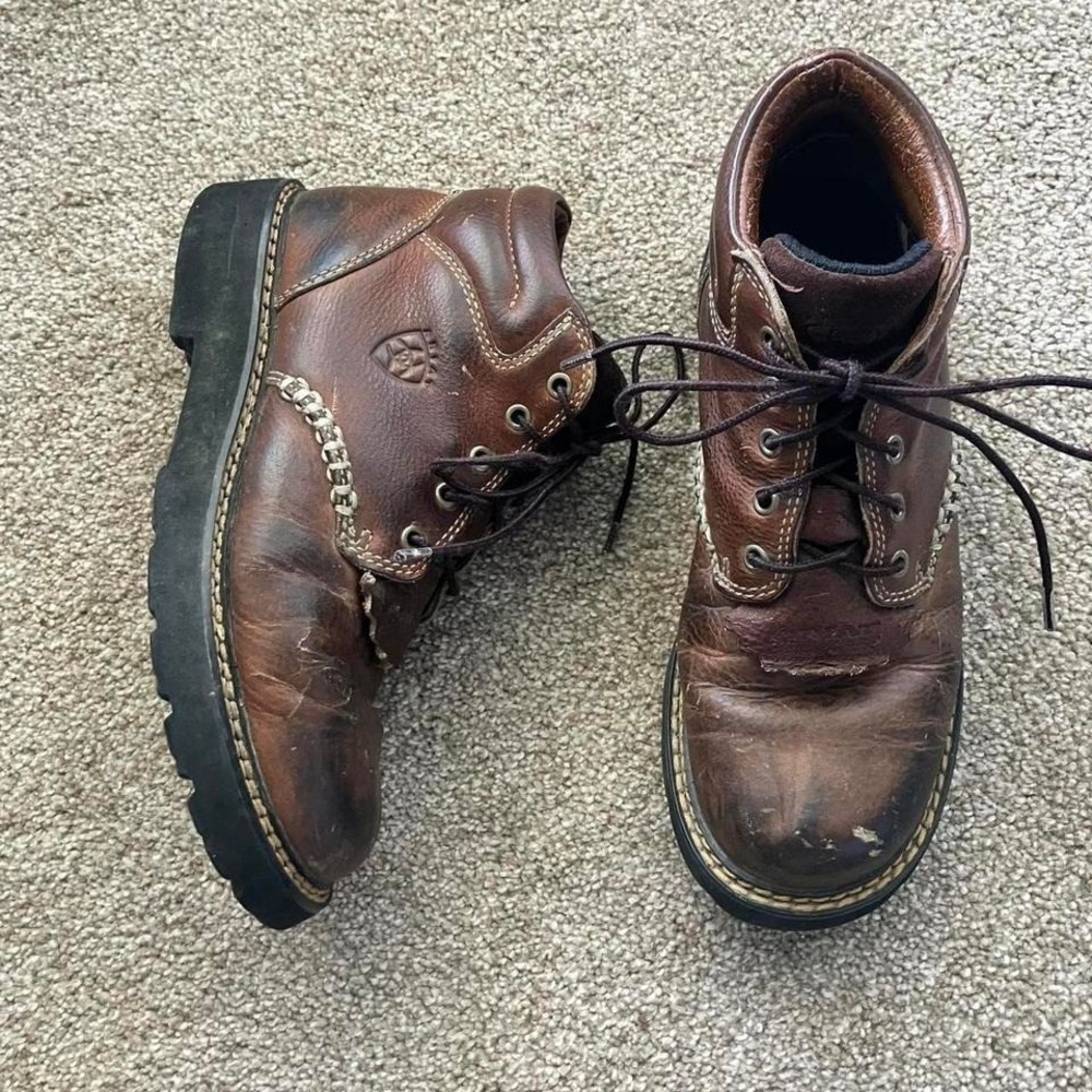 Ariat Brown Leather Lace Up Kids Size‎ 7B Ankle Boots Outdoor